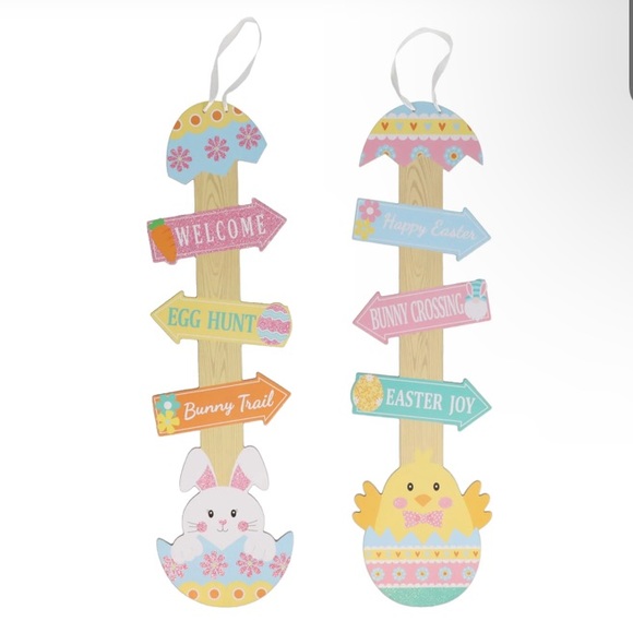 2/$20 NWT Beautiful Wooden Glittered Whimsical Easter Directional 🐥 Decor Sign - Picture 17 of 17
